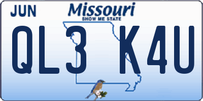 MO license plate QL3K4U