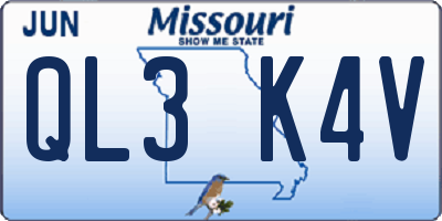 MO license plate QL3K4V