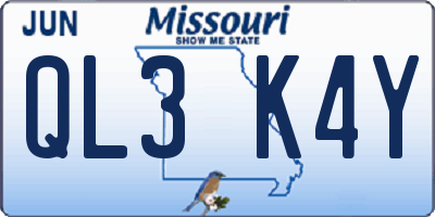 MO license plate QL3K4Y