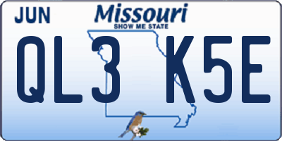 MO license plate QL3K5E