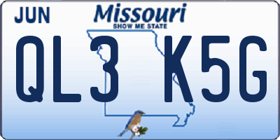 MO license plate QL3K5G