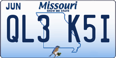 MO license plate QL3K5I