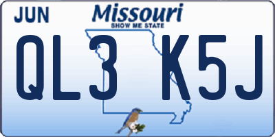 MO license plate QL3K5J