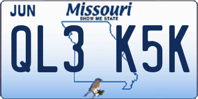 MO license plate QL3K5K