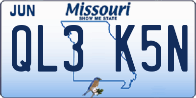 MO license plate QL3K5N