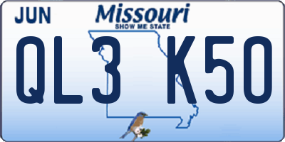 MO license plate QL3K5O