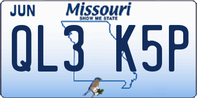 MO license plate QL3K5P