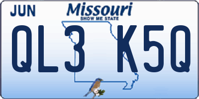 MO license plate QL3K5Q
