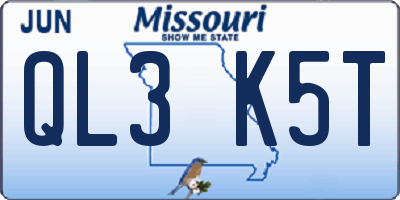 MO license plate QL3K5T