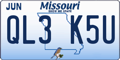 MO license plate QL3K5U