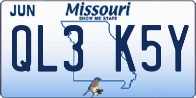 MO license plate QL3K5Y