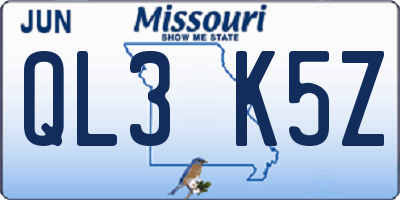 MO license plate QL3K5Z