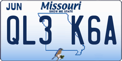 MO license plate QL3K6A