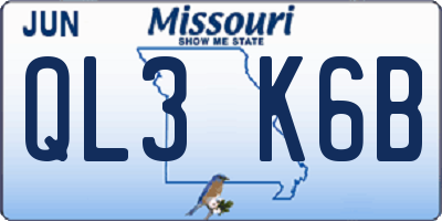 MO license plate QL3K6B