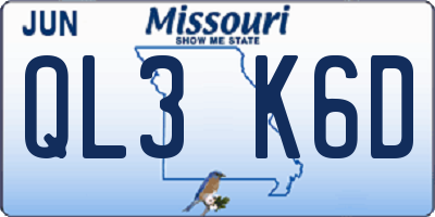 MO license plate QL3K6D