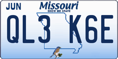 MO license plate QL3K6E