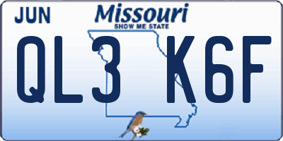 MO license plate QL3K6F