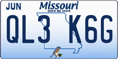 MO license plate QL3K6G