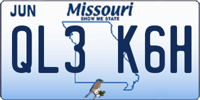 MO license plate QL3K6H