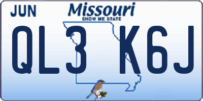 MO license plate QL3K6J