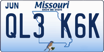 MO license plate QL3K6K
