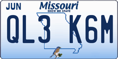 MO license plate QL3K6M