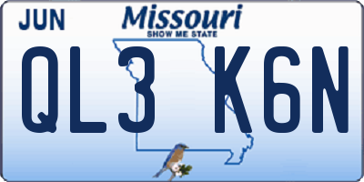 MO license plate QL3K6N