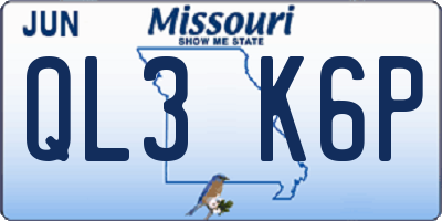 MO license plate QL3K6P