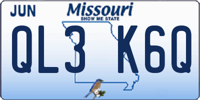 MO license plate QL3K6Q