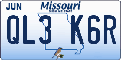 MO license plate QL3K6R