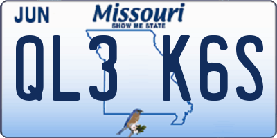 MO license plate QL3K6S