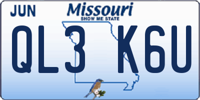 MO license plate QL3K6U