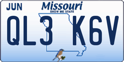MO license plate QL3K6V