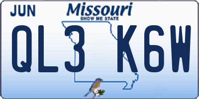 MO license plate QL3K6W