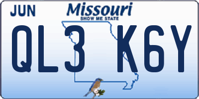 MO license plate QL3K6Y