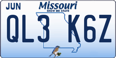 MO license plate QL3K6Z