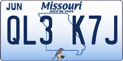 MO license plate QL3K7J