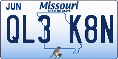 MO license plate QL3K8N