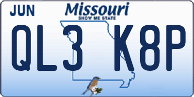MO license plate QL3K8P