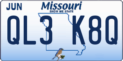 MO license plate QL3K8Q