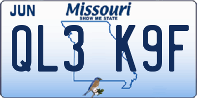 MO license plate QL3K9F