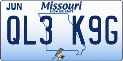 MO license plate QL3K9G