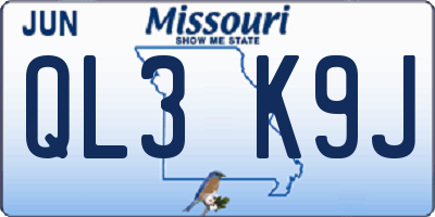 MO license plate QL3K9J