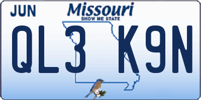 MO license plate QL3K9N