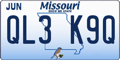 MO license plate QL3K9Q