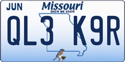 MO license plate QL3K9R