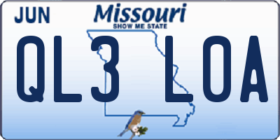 MO license plate QL3L0A