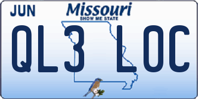 MO license plate QL3L0C