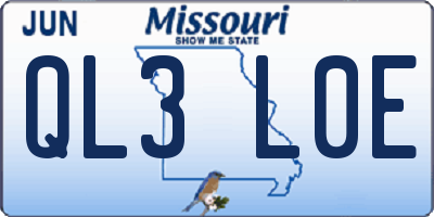 MO license plate QL3L0E