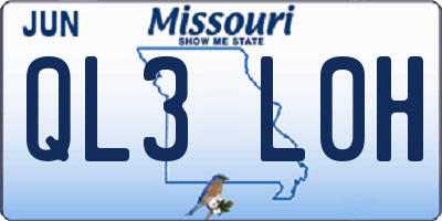 MO license plate QL3L0H